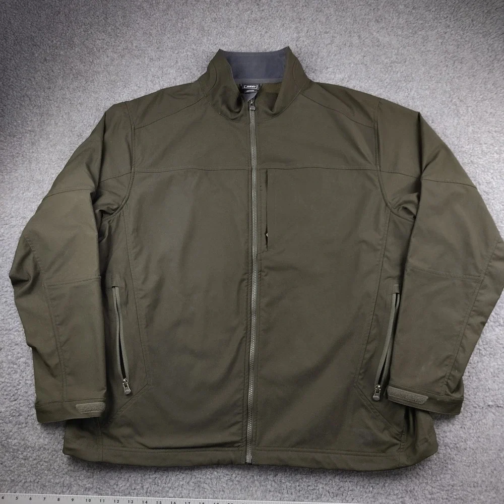 REI Mens 2XL XXL Jacket Olive Green Softshell Full Zip Fleece Lined Hike Commute